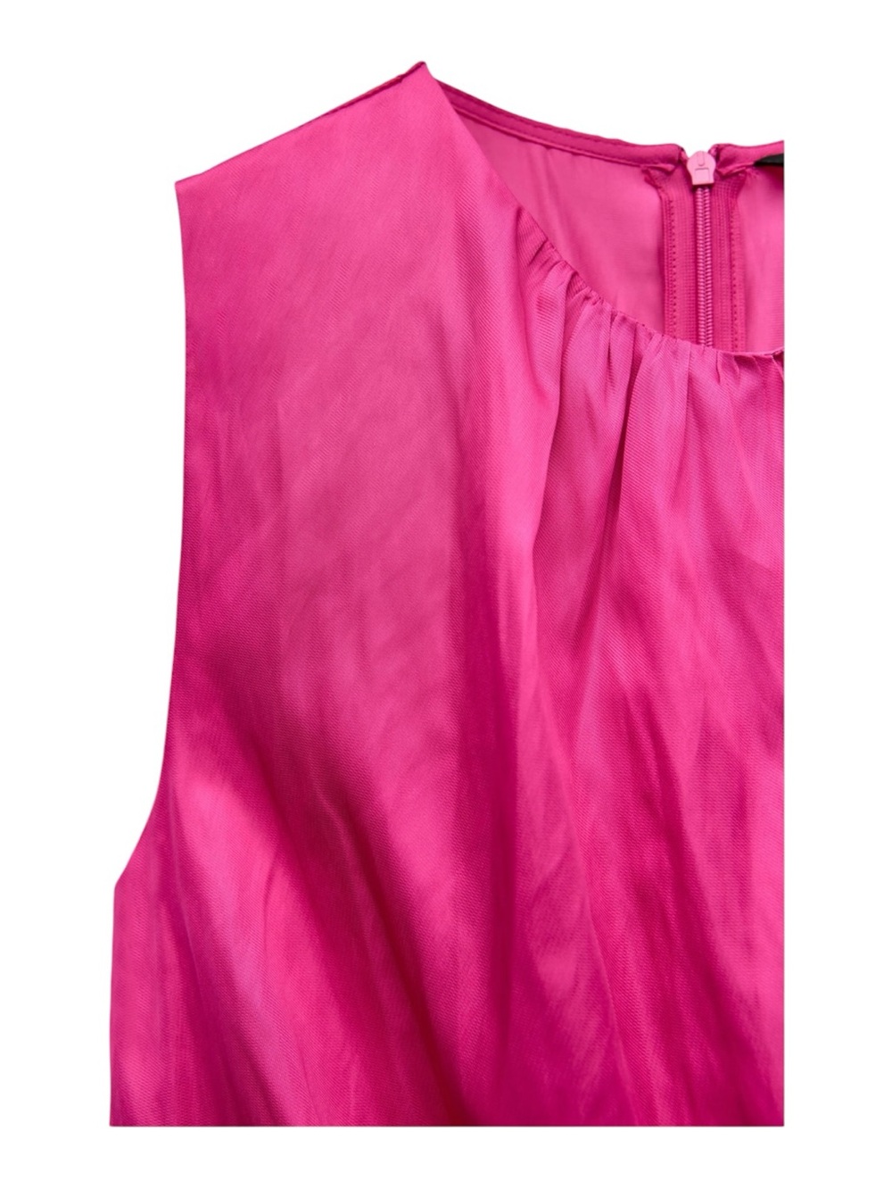 ZARA Satin Pink Wide Leg Jumpsuit Draped Sleeveless Fuchsia Size M NWOT - Picture 6 of 9